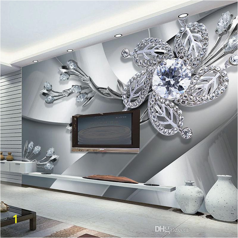 Custom Any Size 3D Wall Mural Wallpaper Diamond Flower Patterns Background Modern Art Wall Painting Living Room Home Decor Canada 2019 From