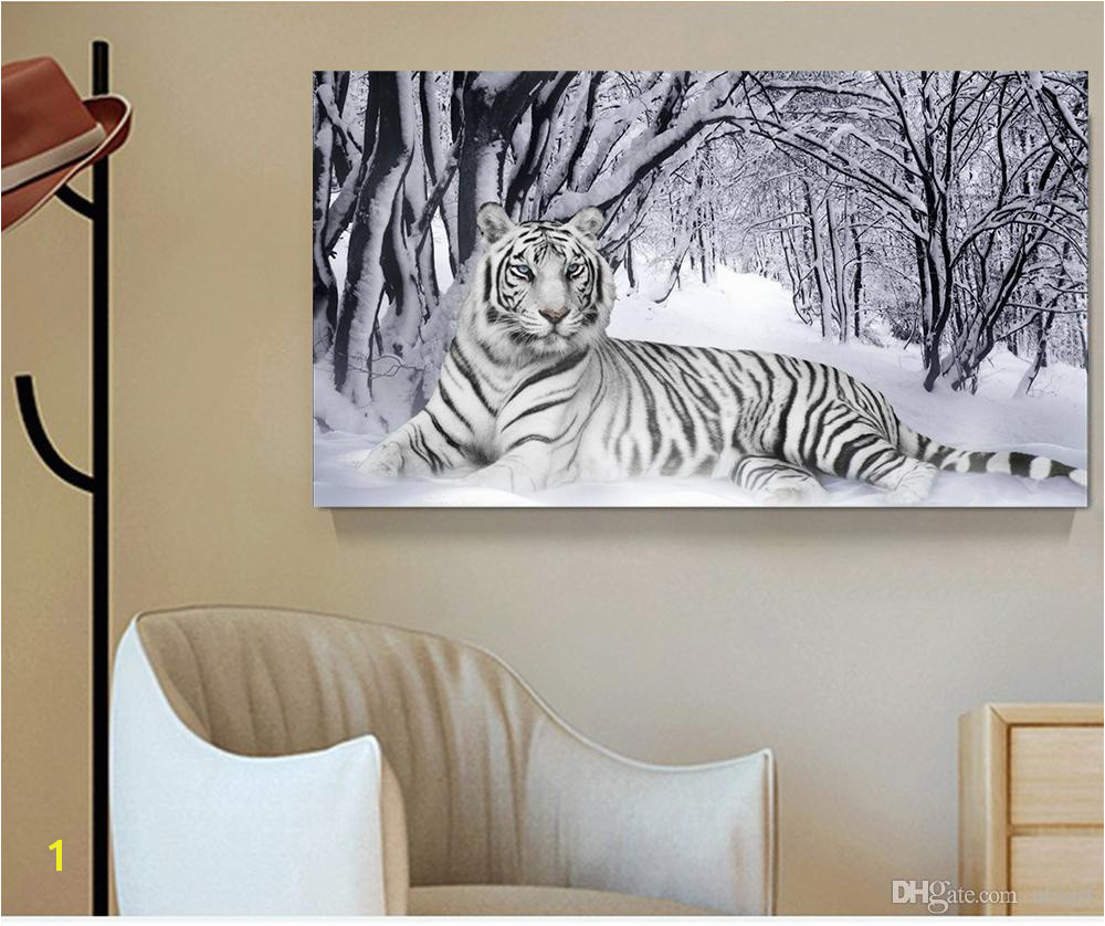 2019 White Tiger Landscape Print Canvas Painting Home Decor Canvas Wall Art Picture Digital Art Print For Living Room From Utoart $15 36