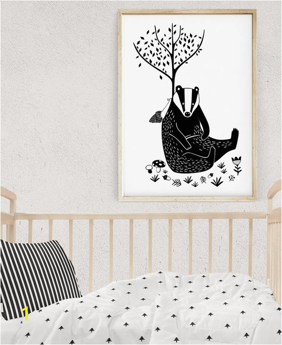Cheetah Print Wall Murals Badger Illustration Baby Room Wall Art Animal Print Black