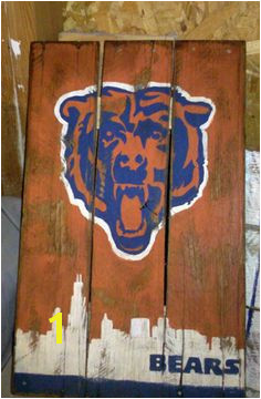 Chicago Bears pallet art distressed hand painted sign with the chicago skyline