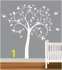 Children Wall Decal White Pink Girls Nursery Vinyl Wall Stickers Flowers Owls Curl Tree $99 99