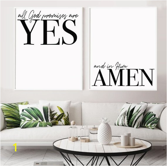 Christian themed Wall Murals Set Of 2 God Promises Christian Art Print Housewarming T