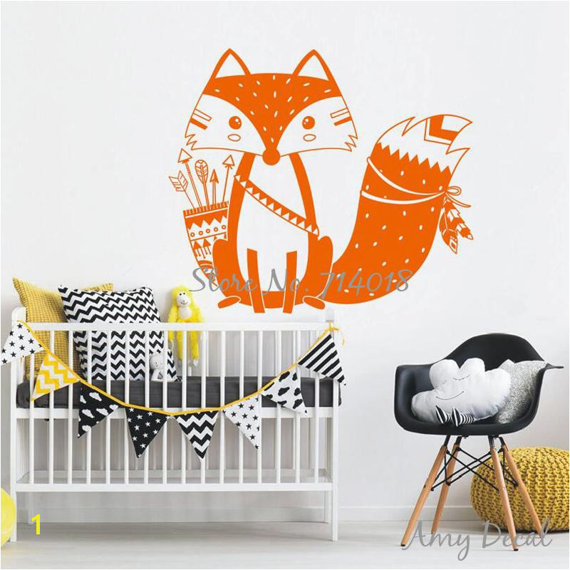 God Tribal Fox Wall Decal Cute Woodland Fox Wall Sticker For Kids Room Nursery Art Tattoo Christmas Gift Vinyl Murals A734J Decal Art Decal Art For Walls