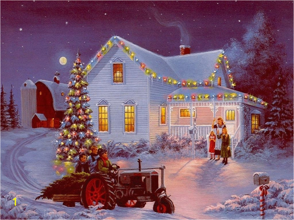 Christmas Scene Wall Murals Winter Farm Scenes Wallpaper