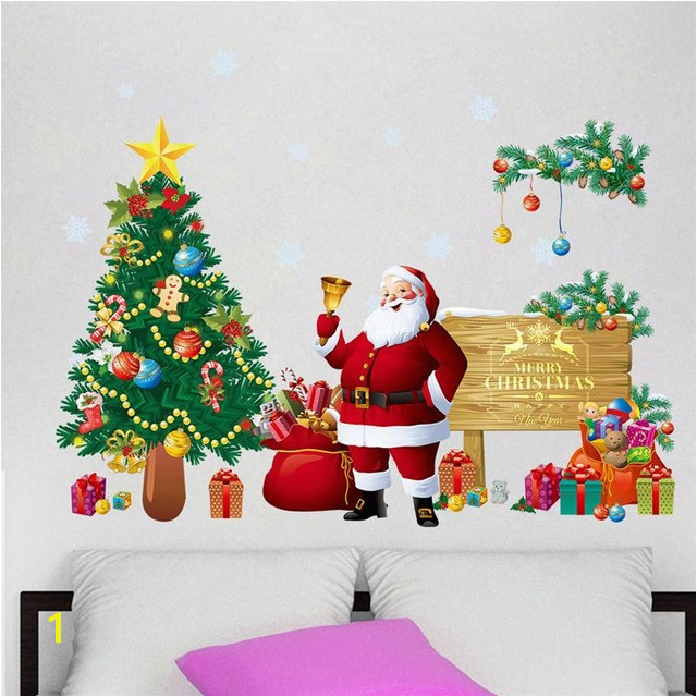 Christmas Tree Wall Stickers Santa Claus Gifts Sitting Room Bedroom Decoration Mural Art Decals