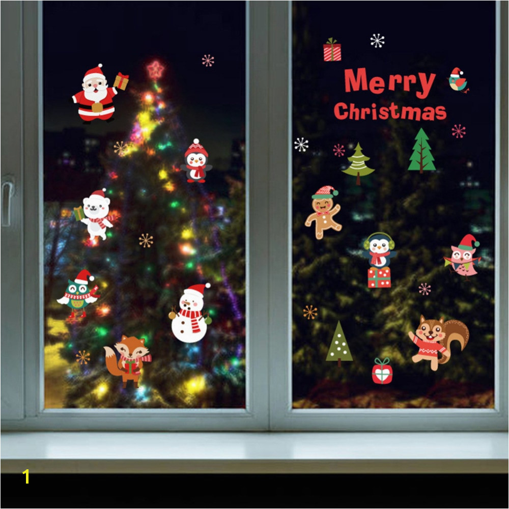 DIY White Snow Christmas Wall Stickers Window Glass Festival Decals Santa Murals New Year Christmas Decorations for Home Decor in Wall Stickers from Home