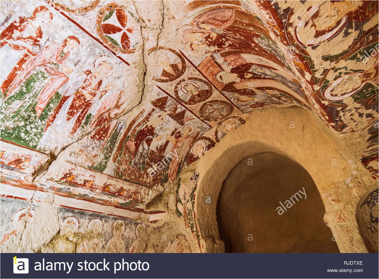 Goreme Nevsehir Province Turkey Christian murals inside a rock hewn church near Goreme