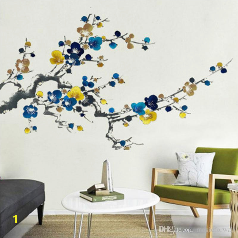 Chinese Style Ink Painting Plum Blossom Flowers Wall Stickers Living Room Bedroom Wall Mural Poster Art