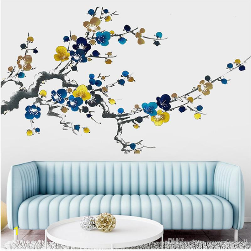 Clearance Wall Murals Chinese Style Ink Painting Plum Blossom Flowers Wall Stickers Living
