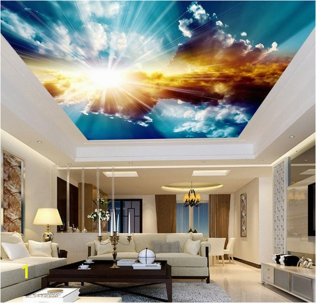 3D Ceiling Murals Wallpaper Blue Sky and White Clouds Living room Bedroom Sky Ceiling Mural Wall papers Home Decor