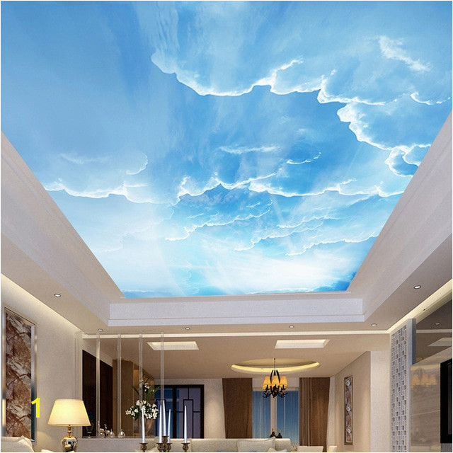 Custom 3D Wallpaper Blue Sky White Clouds Ceiling Wall Murals For Living Room Bedroom Home Decoration Ceiling Wall Paper