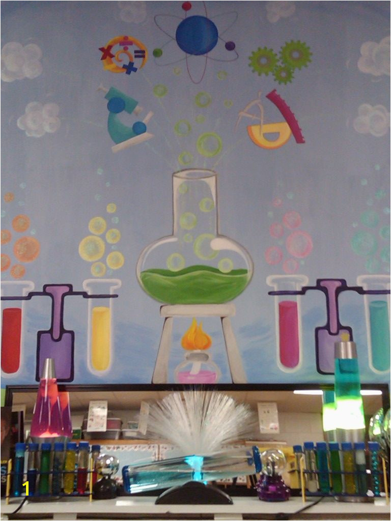 My Science Mural School Murals Art School Science Classroom Decorations Kids Wall Murals