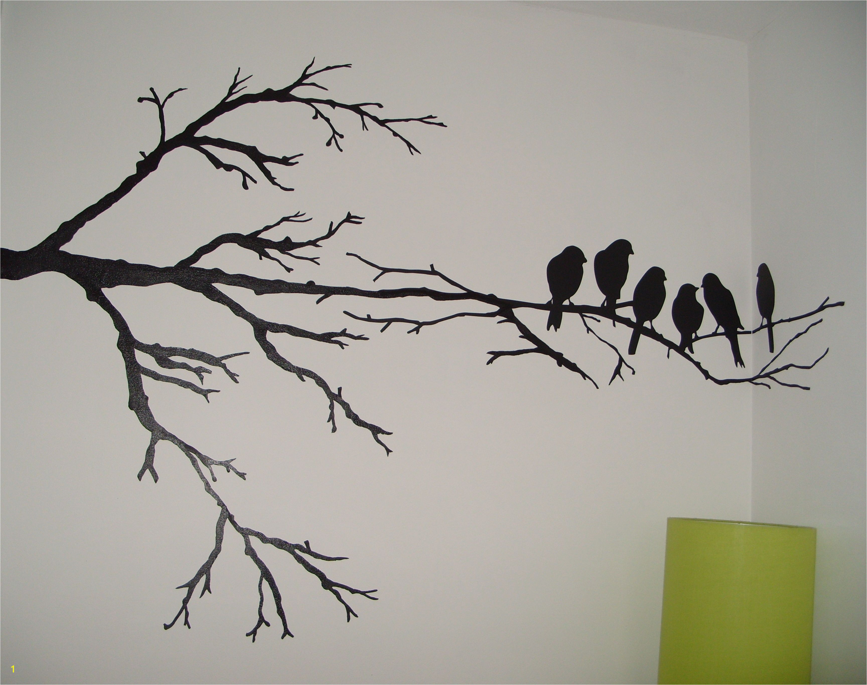 Wall painting Maybe just one branch and one of the birds an accent color