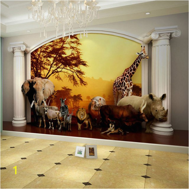 Kids Wall Paper Sunset Forest Animals Nature Wallpaper Mural 3D Children s Room Bedroom Self Adhesive Vinyl Silk Wallpaper