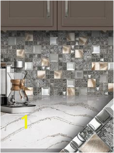 Glass Metal Gray Copper Mosaic Backsplash Tile