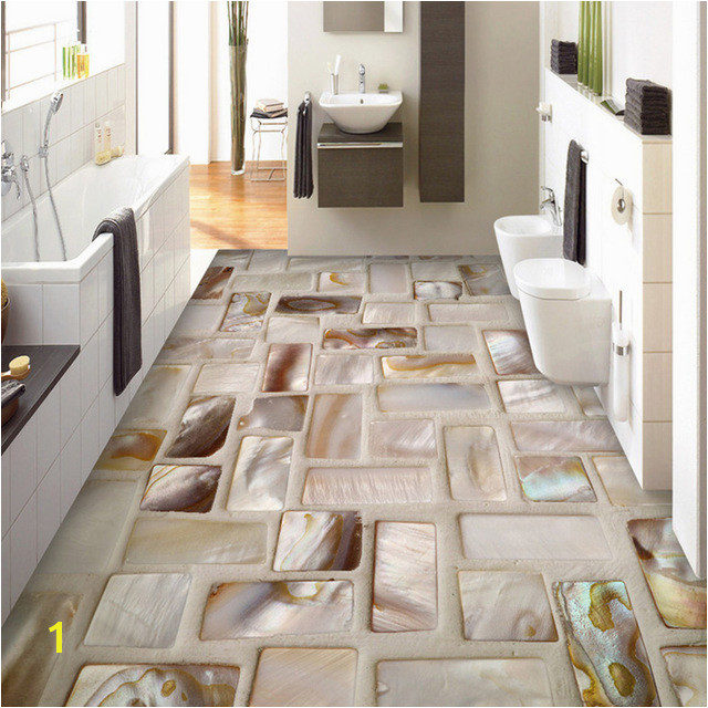 Custom Wallpaper 3D Tiles Mosaic Floor Art Mural PVC Waterproof Self Adhesive Bathroom Restaurant