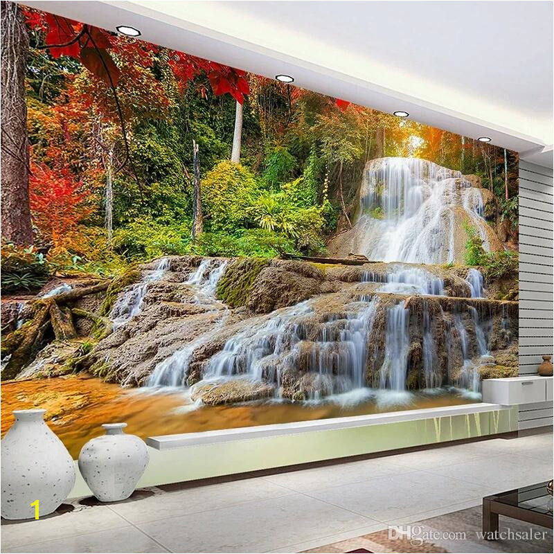 Custom Wallpaper Murals 3D HD Forest Rock Waterfall graphy Background Wall Painting Living Room Sofa Mural Wallpaper Canada 2019 From Watchsaler