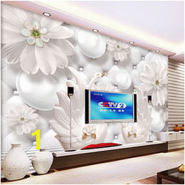 Custom Modern Minimalist 3D Relief Circle Ball Flower Pattern Swan Wall Painting Living Room Sofa TV Background Mural Wallpaper