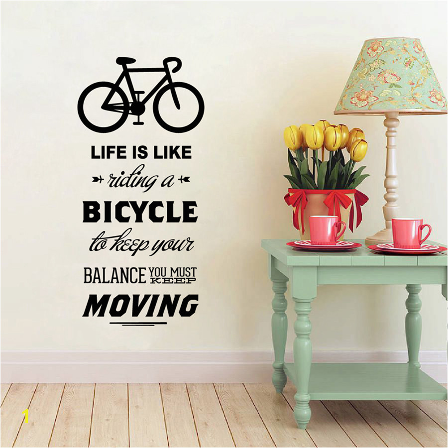 Cycling Wall Murals Life is Like Riding A Bicycle Quote Bike Wall Sticker Diy Cycling