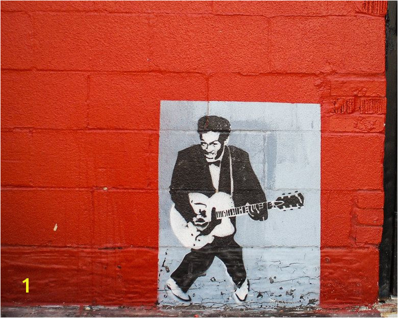 Fine Art Graffiti Stencil Chuck Berry Dallas Texas Deep Ellum Red and Black Graffiti art street photo by Squintphotography on Etsy