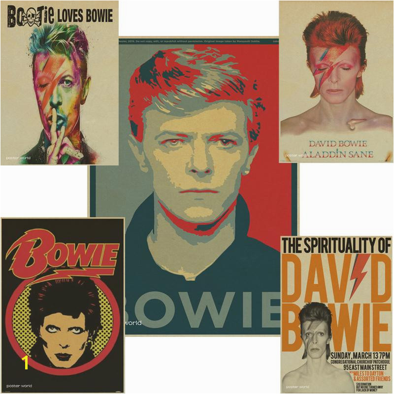 Rock Singer David Bowie Poster Retro Rock Band Music Kraft Paper Vintage Poster Bar Cafe Dining Room Wall Decorative Wall Murals And Stickers Wall Murals