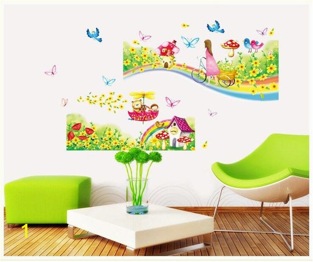 Rainbow Road Wall Stickers for Kids Rooms Daycare Wall Decorations Nursery Decor Children Poster Princess Mural