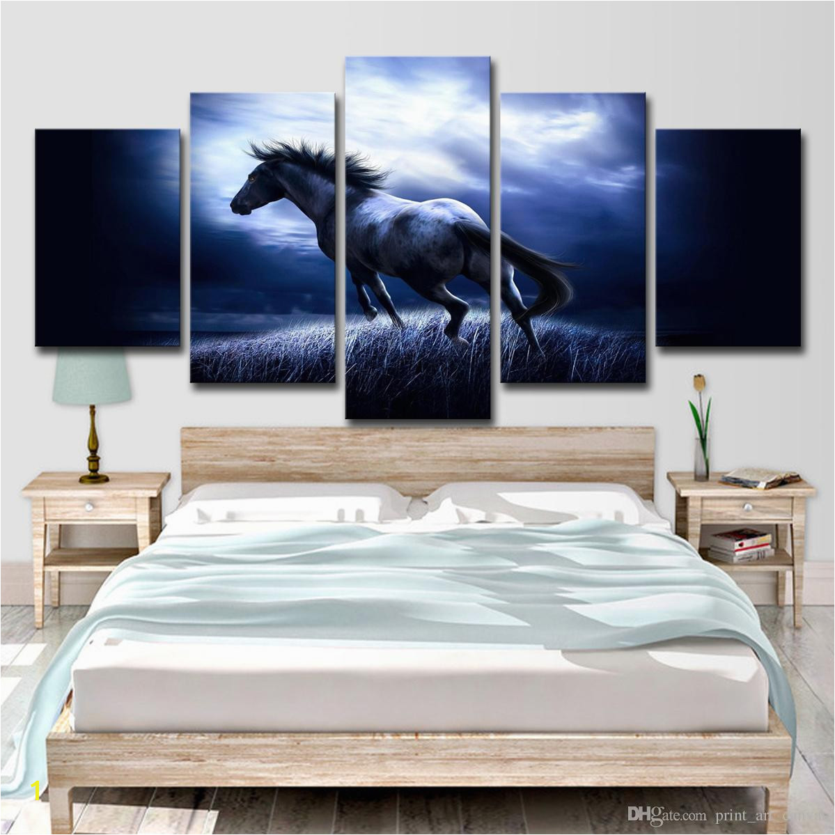 2019 Canvas Wall Art HD Prints Living Room Running Steed In The Night Paintings Animal Horse Poster Decor From Print art canvas $16 41