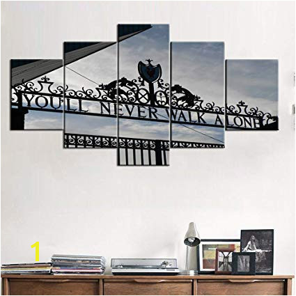 for Living Room Wall Art 5 Panel Canvas Gate of Liverpool Football Club at Anfield