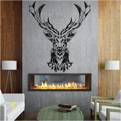 Wall Decal Vinyl Sticker Decals Art Decor Design Elk Deer Woodland Hunting Horns Animal Gift Bedroom Modern Dorm Fashion Style M1462