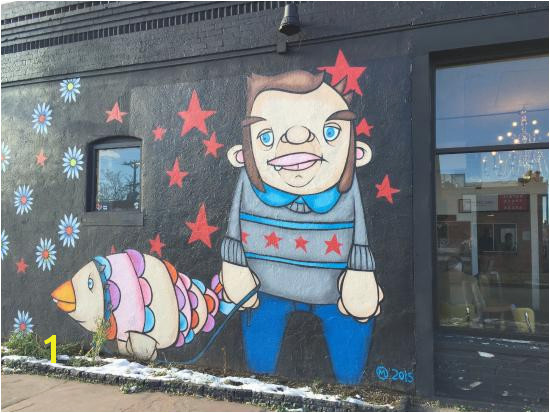Crema Coffee House Their outdoor mural features the Chicago city flag on the man s sweater