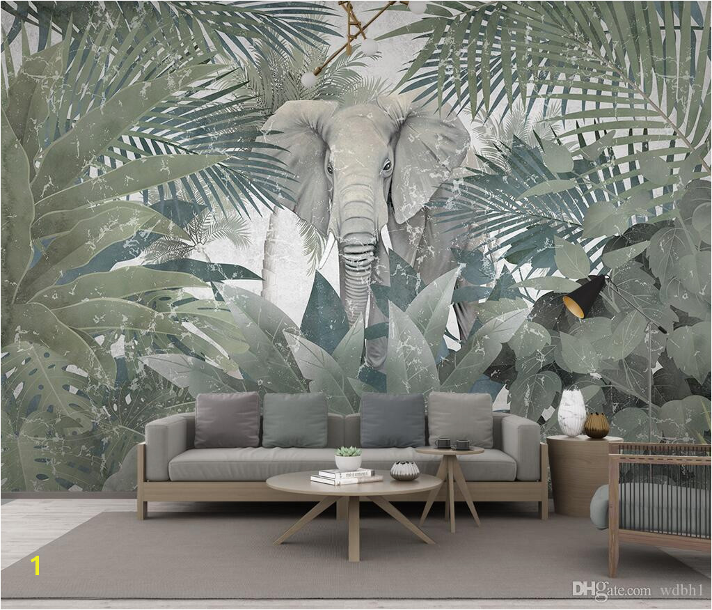 3d Wallpaper Custom Mural Landscape Nordic Tropical Plant Coconut Tree Animal Elephant Landscape TV Murals Wallpaper For Walls 3 D Wallpaper To