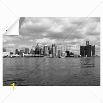 Detroit Skyline BW Wall Decal