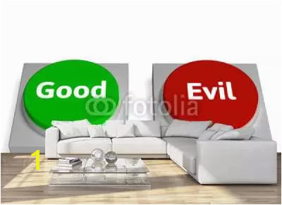 Wall mural Good Evil Buttons Show Goodness Devil