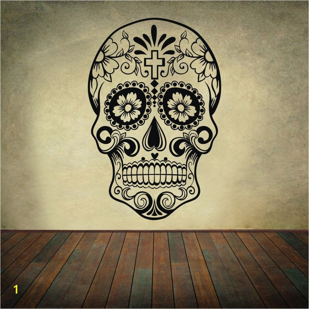 Dia Wall Murals Sugar Skull Wall Decal Mexican Dia De Los Muertos Vinyl Removable