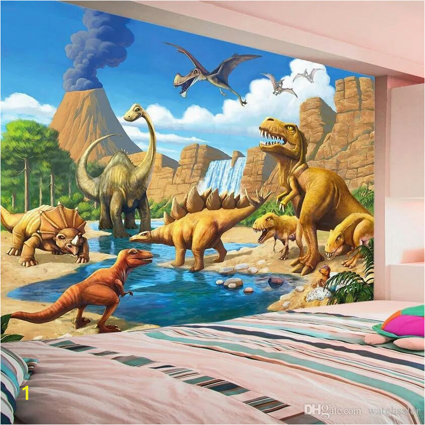 Dinosaur Murals Bedroom Custom 3d Mural Wallpaper Lakefront Dinosaur Tyrannosaurus Rex