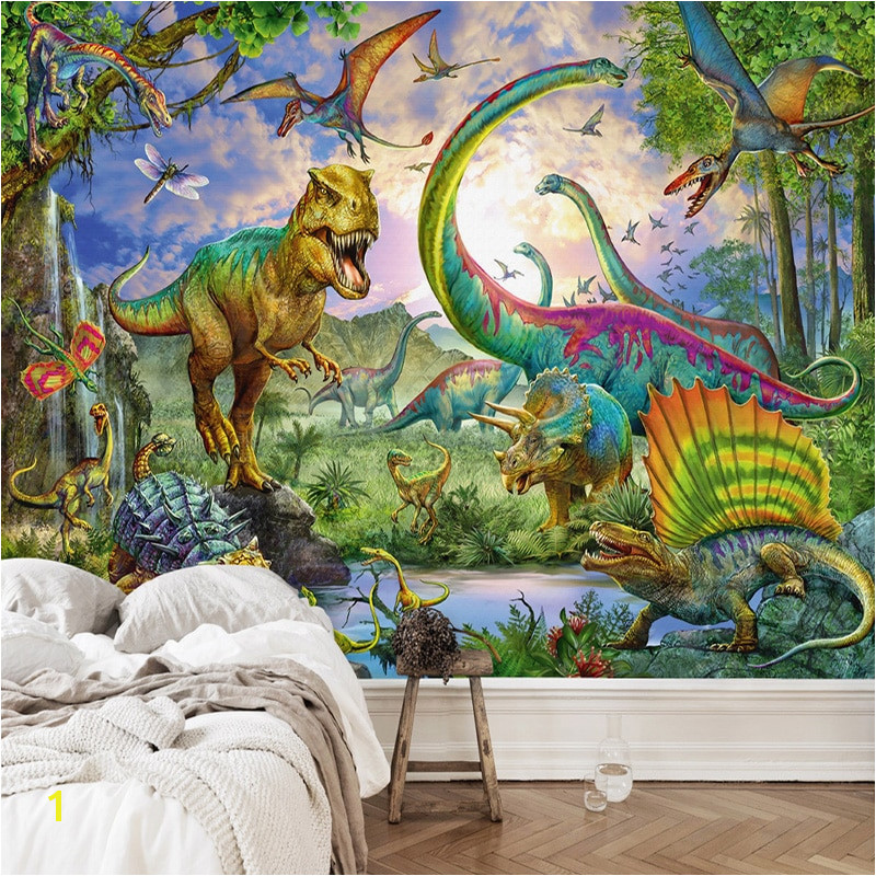 Wallpaper 3D Stereo Dinosaur Animal World Murals Children s Bedroom Cartoon Background Wall Painting Wall Paper For Walls in Wallpapers from Home