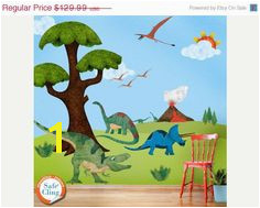 SALE Dinosaur Wall Stickers Decals for Boys Room by MyWallStickers Dinosaur Wall Stickers Dinosaur Bedroom