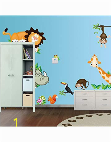 Ecloud Shop Jungle Wild Animal Vinyl Wall Sticker Decals for Kids Baby Bedroom Wall Paper