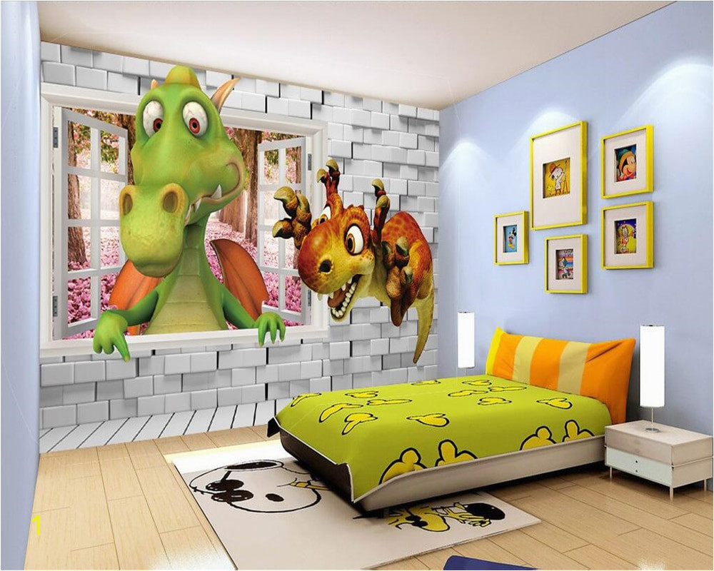 Beibehang Custom Wallpaper Kids Room Backdrop Wall 3D Dinosaur Stereo Dinosaur Cartoon Baby Room Background 3D Wallpaper mural in Wallpapers from Home