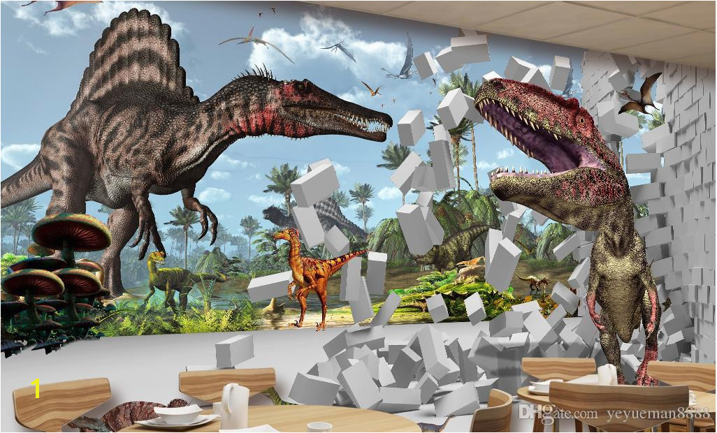 wall background wallpaper diamond Custom 3d wall mural wallpaper Dinosaur kingdom three dimensional children