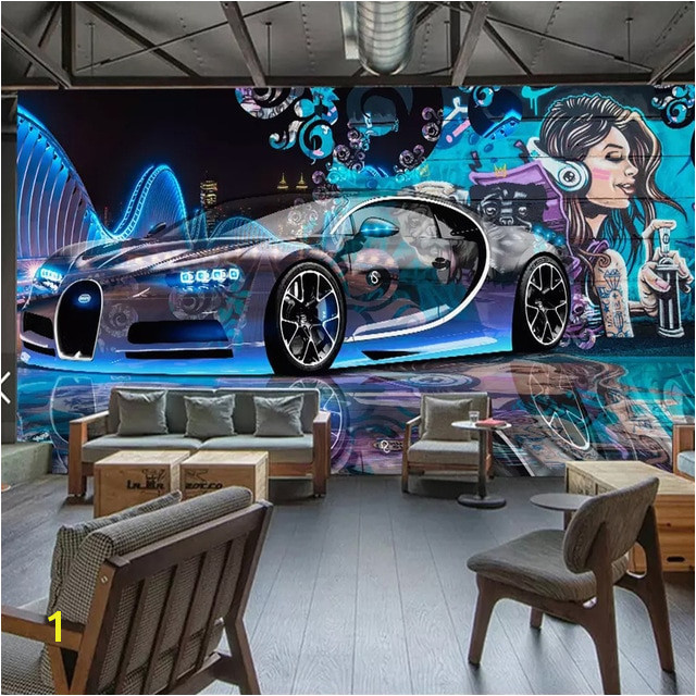 Disney Cars Murals Custom Mural Wallpaper Street Graffiti Sports Car Creative 3d