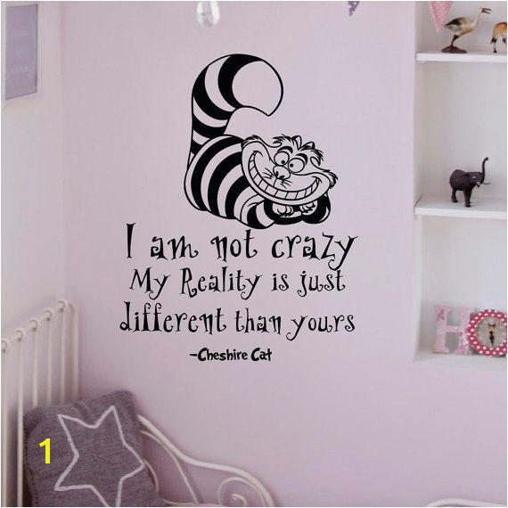 Alice In Wonderland Wall Decals Quotes Cheshire by FabWallDecals Vinyl Decals Sticker Art Disney