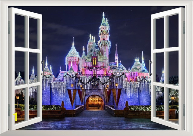 Disneyland Wall Mural 3d Ancient Princess Castle Window View Decal Wall Sticker Home Decor