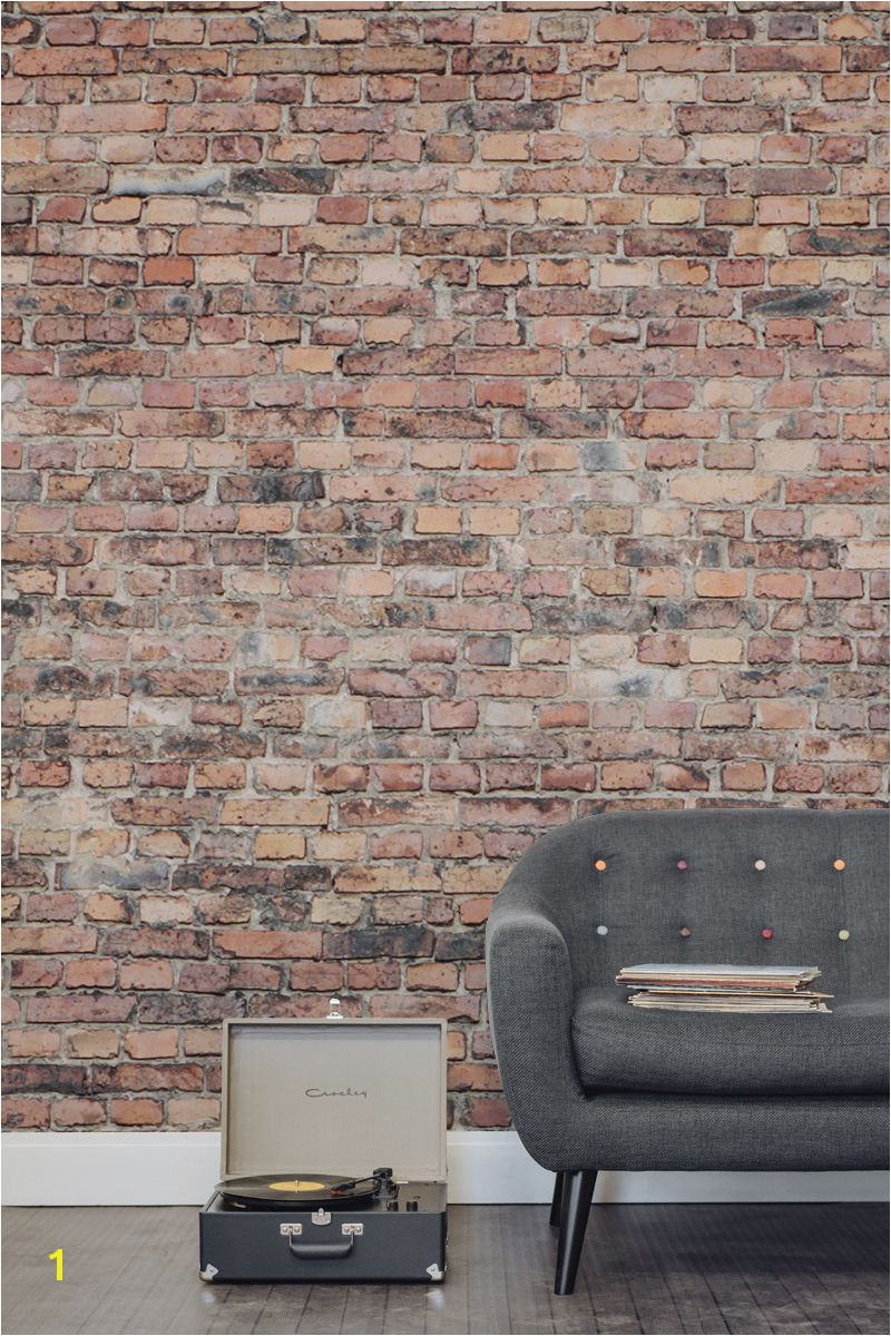 Distressed Brick Wall Mural Black and Red Aged Brick Wall Mural