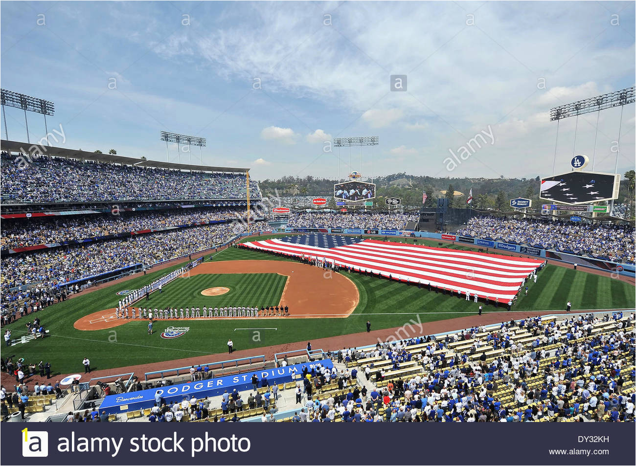 Dodger Stadium Wall Mural Los Angeles Ca Usa 4th Apr 2014 Opening Ceremonies before the
