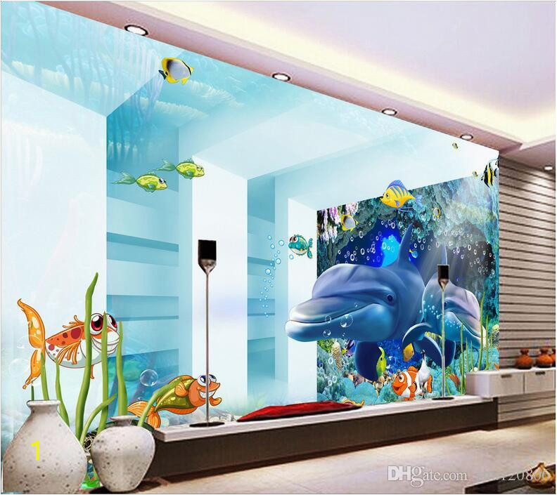 4 Submit your order Payments on OK 3d room wallpaper custom photo mural Space underwater world dolphin