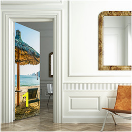 Removable Door Murals UK Beach Umbrellas Wall Decoration Removable Wall Stickers for Living Room PVC