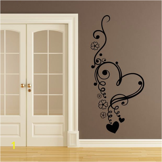 Door Murals Ebay Floral Love Heart Flowers Wall Art Sticker Wall Decal Transfers