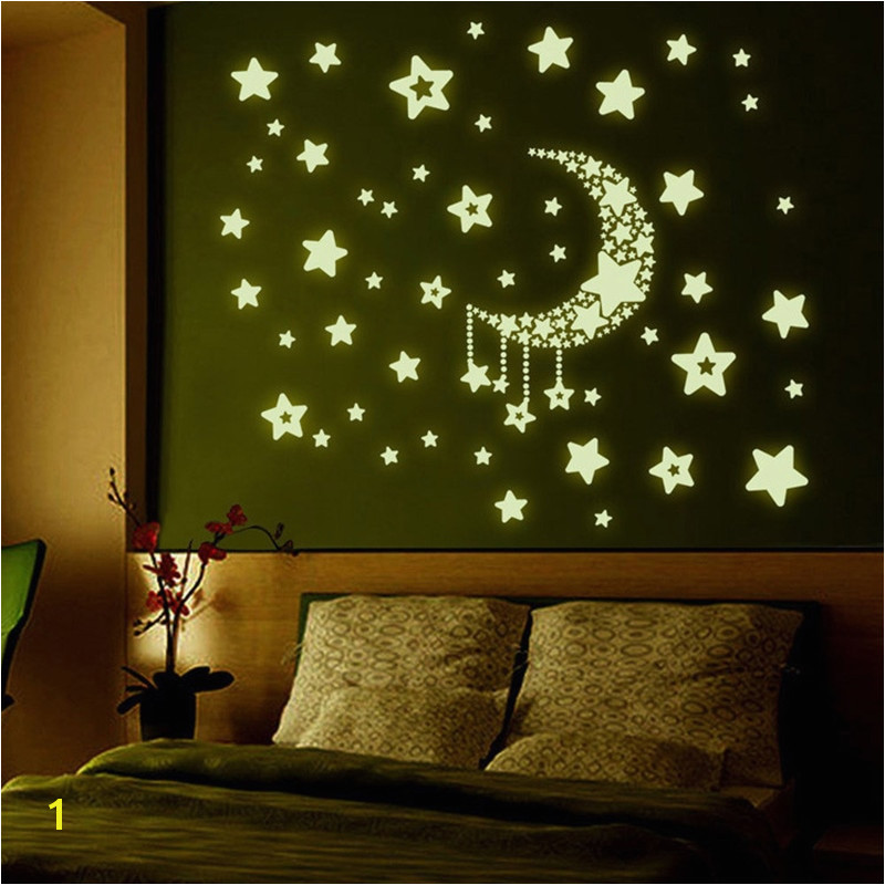 Wall stickers home decor Stars Moon Night Sky Noctilucence glow in the dark for kids rooms Fluorescent Luminous wallpaper in Wall Stickers from Home