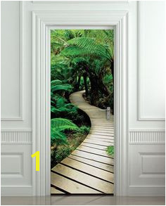 Door STICKER palm tree path mural decole film self adhesive poster 30"x79" 77x200 cm